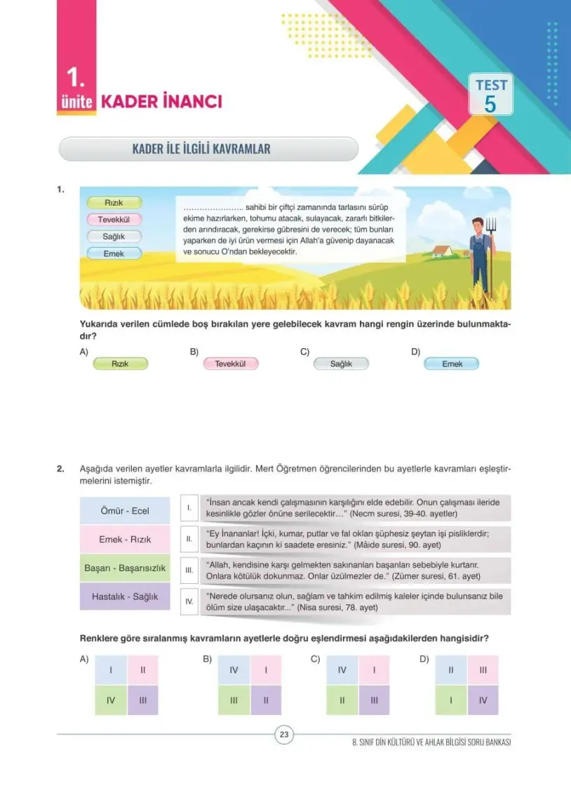 Ddy Yayınları 8. Sınıf Din Kültürü ve Ahlak Bilgisi Efsane Yeni Nesil Soru Bankası