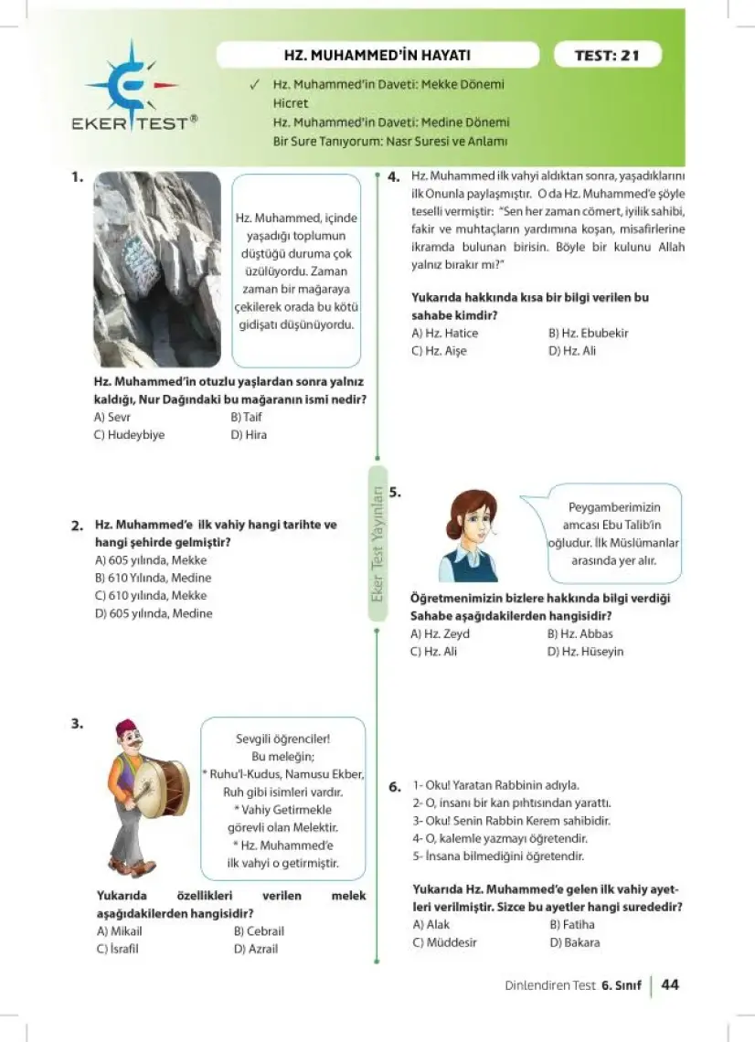 Eker Test Yayınları 6. Sınıf Dinlendiren Test 2019
