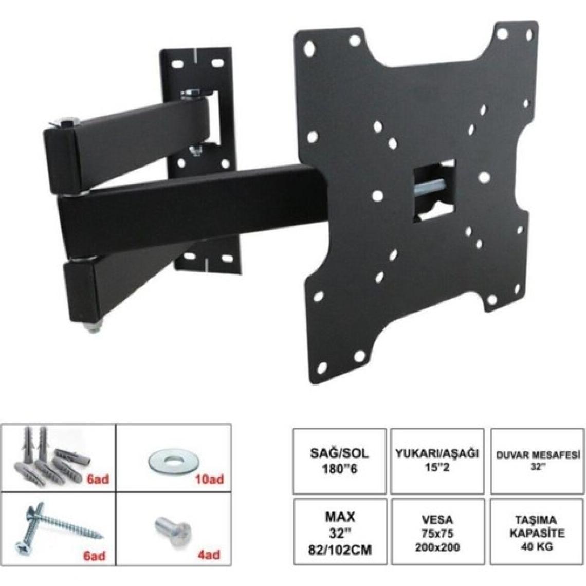 Microstar LCD Askı Aparatı Hareketli Üç Kollu 32 82-102CM Mıcrostar