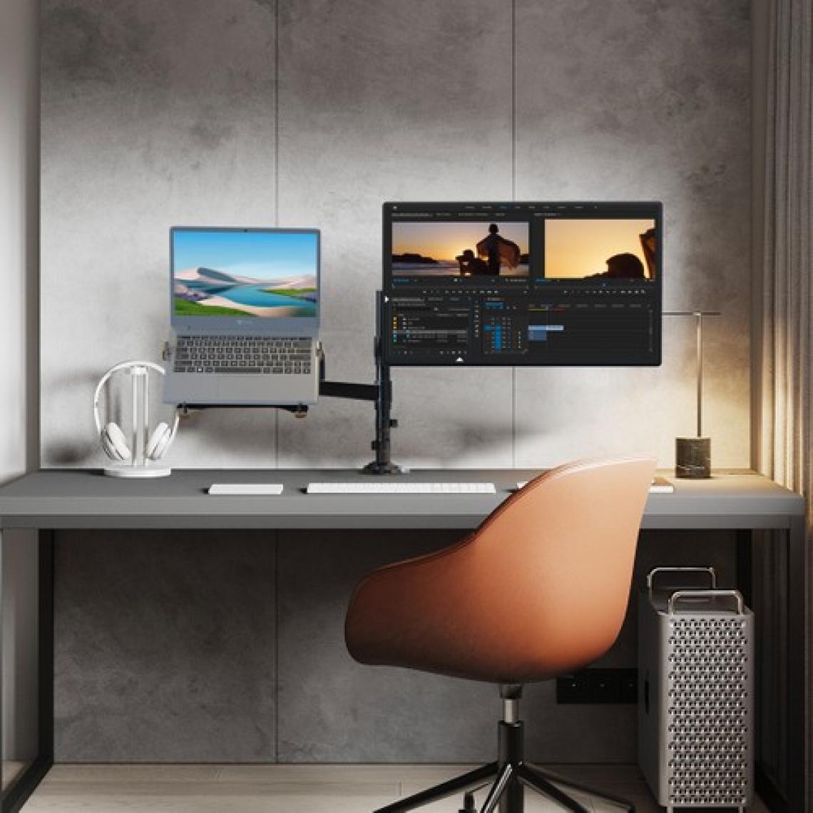 Ergoflex NB H180-FP Çift Kol Amortisörlü 22"-32" Monitör Tutucu ve 10"-17" Laptop Standı