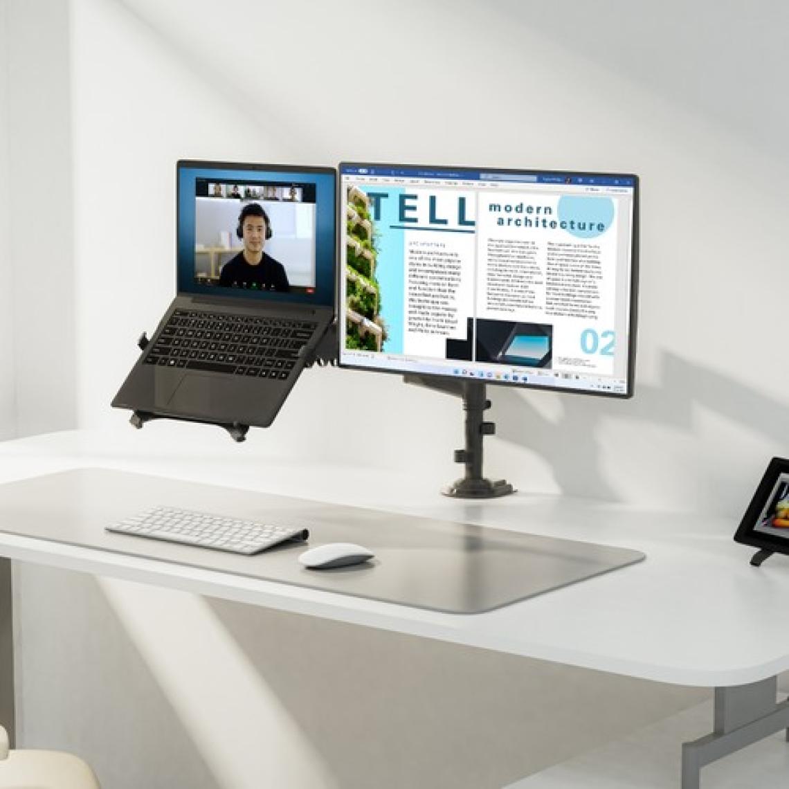 Ergoflex NB H180-FP Çift Kol Amortisörlü 22"-32" Monitör Tutucu ve 10"-17" Laptop Standı