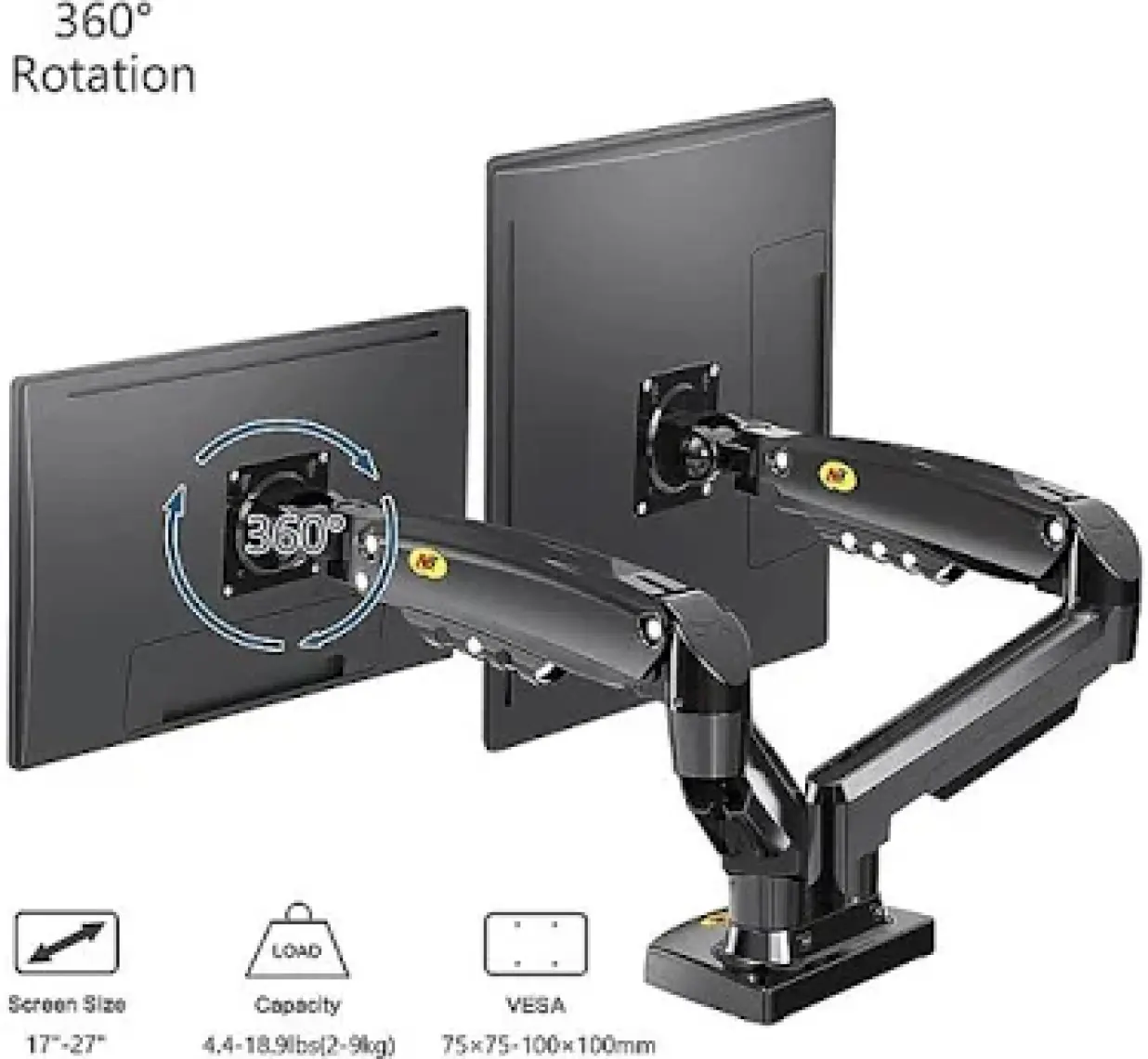 Ergoflex Nb F160 17-27" Çift Kol 2-9 kg Amortisörlü Monitör Standı Yeni Versiyon
