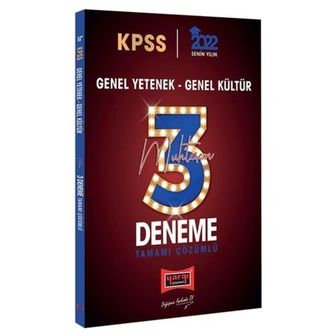 Yargı Yayınevi KPSS 2022 Genel Yetenek Genel Kültür  Tamamı Çözümlü Muhteşem 3 Deneme