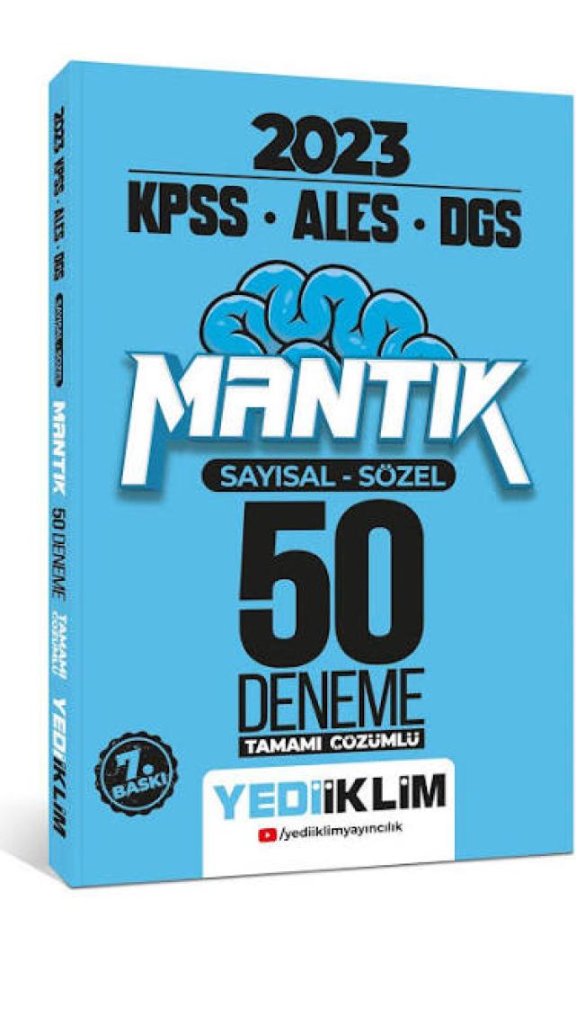 Yediiklim Yayınları 2023 KPSS-ALES-ALES Sayısal Sözel Mantık Tamamı Çözümlü 50 Deneme