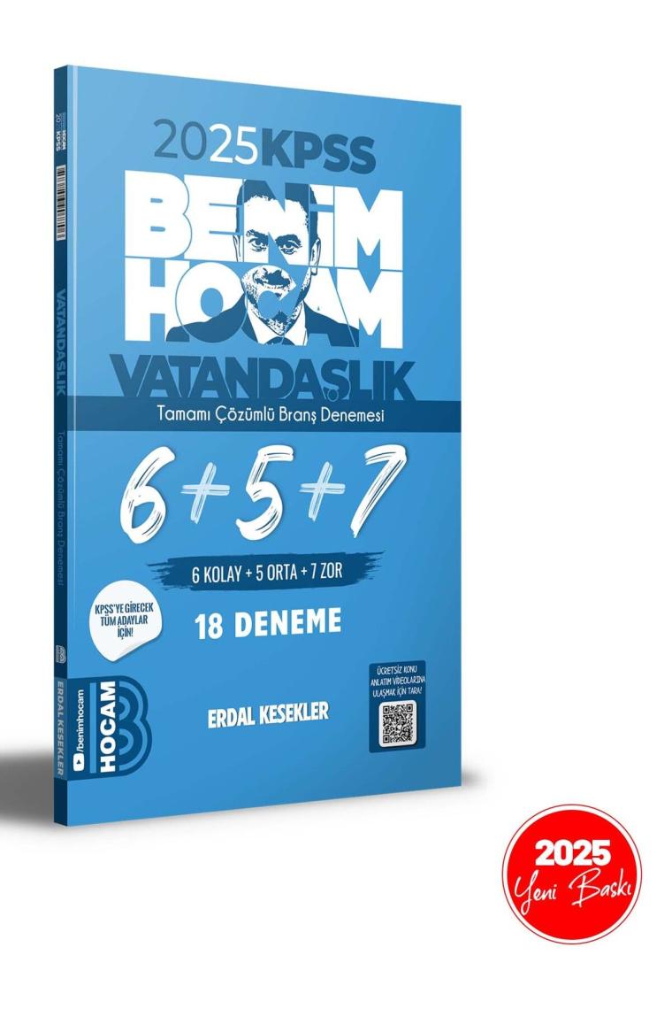 Benim Hocam 2025 KPSS Vatandaşlık Tamamı Çözümlü 6+5+7  18 Deneme