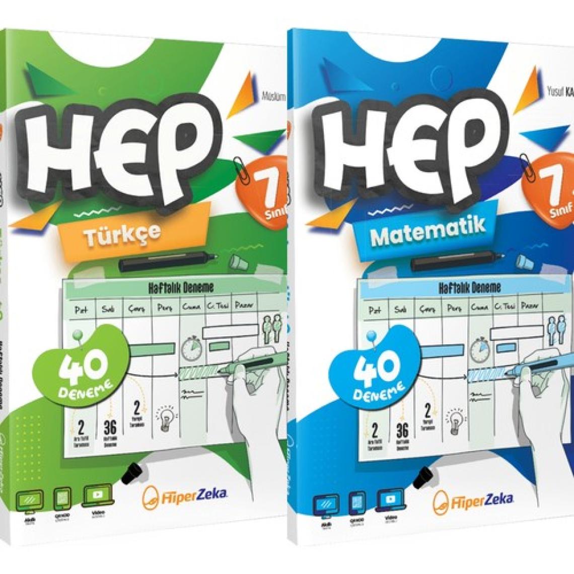 2025 7.sınıf Haftalık Hep Türkçe ve Matematik 40 Deneme - Hiper Zeka