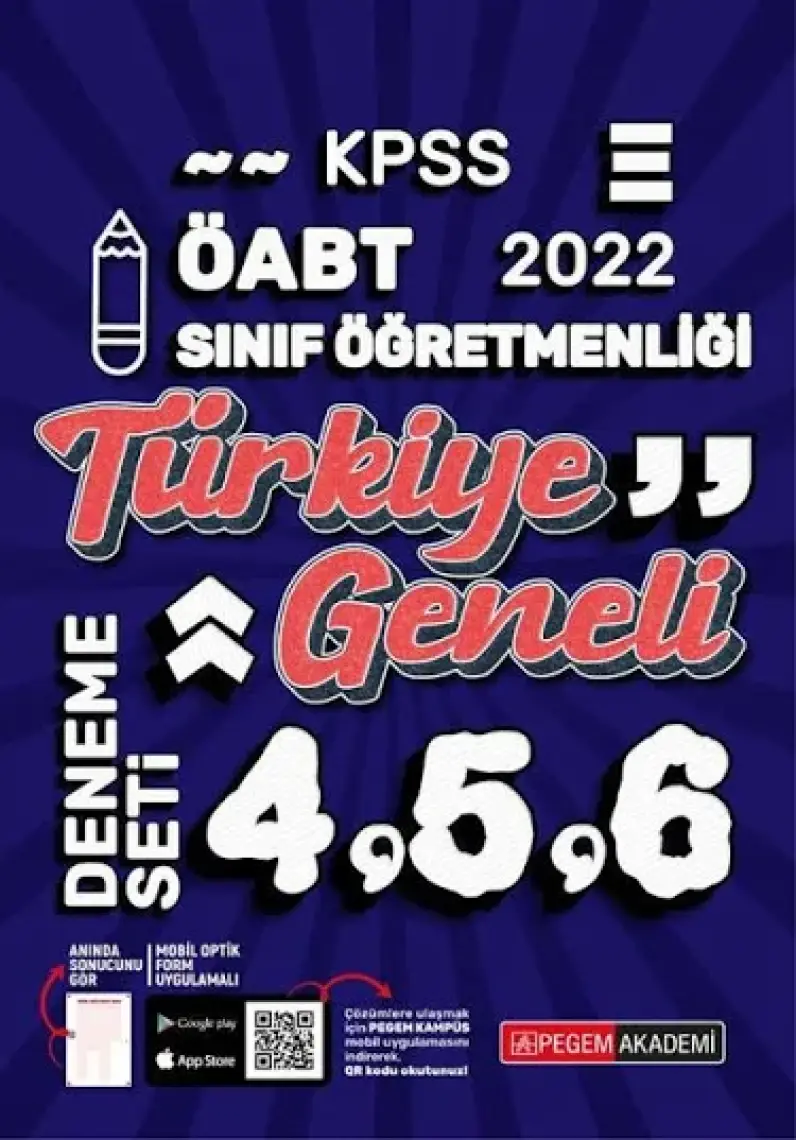 Pegem Akademi Yayıncılık 2024 KPSS ÖABT Sınıf Öğretmenliği Tamamı Çözümlü Türkiye Geneli 4