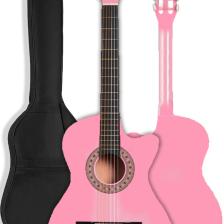 Midex CG-395PK Pembe Renk Kesik Klasik Gitar 4/4 Yetişkin Boy Sap Ayarlı Full Set