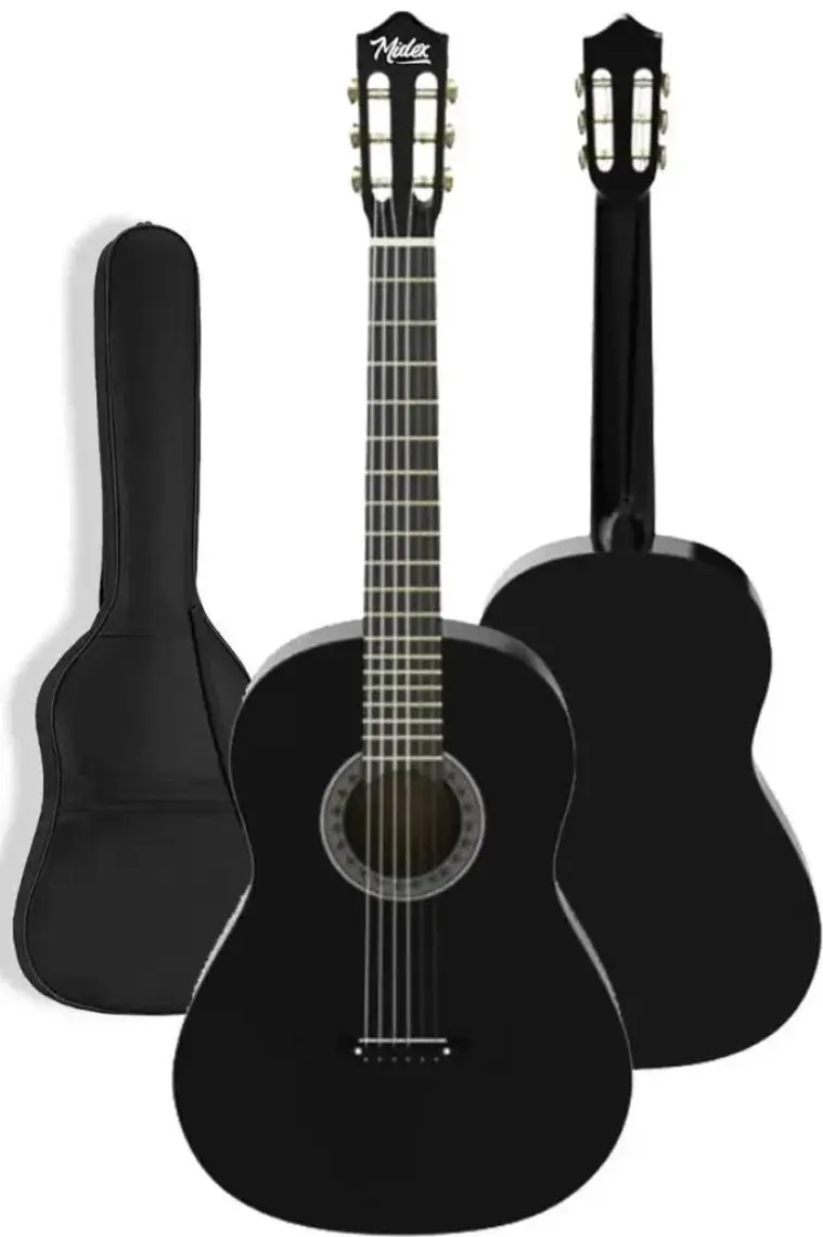Midex CG-270BK Siyah Klasik Gitar 4/4 Yetişkin Boy Sap Ayarlı Full Set