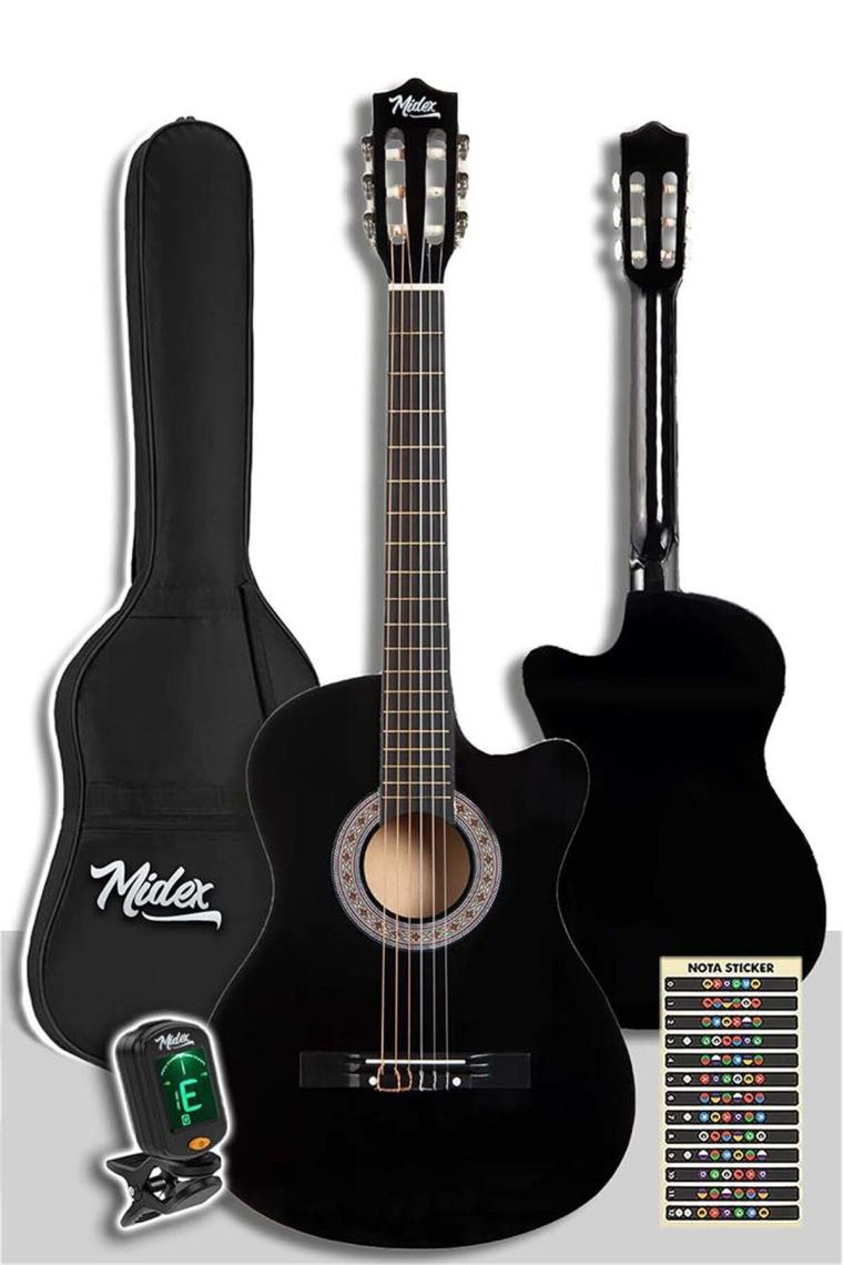 Cg-395bk Siyah Klasik Gitar 4/4 Sap Ayarlı Kesik Kasa Full Set (ÇANTA ASKI TUNER METOD PENA)