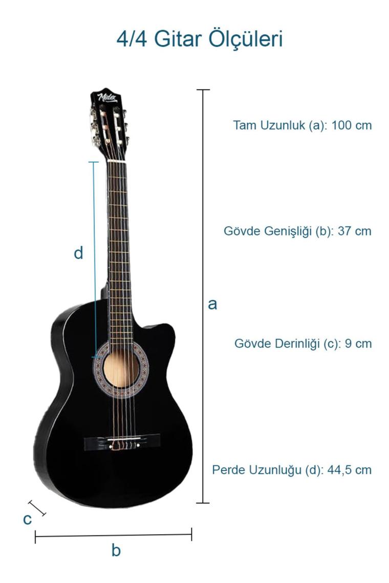 Cg-395bk Siyah Klasik Gitar 4/4 Sap Ayarlı Kesik Kasa Full Set (ÇANTA ASKI TUNER METOD PENA)
