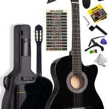 Midex CG-390BK-XBAG Siyah Klasik Gitar 4/4 Sap Ayarlı Kesik Kasa Full Set (Çanta Tuner Askı Capo Metod Pena)