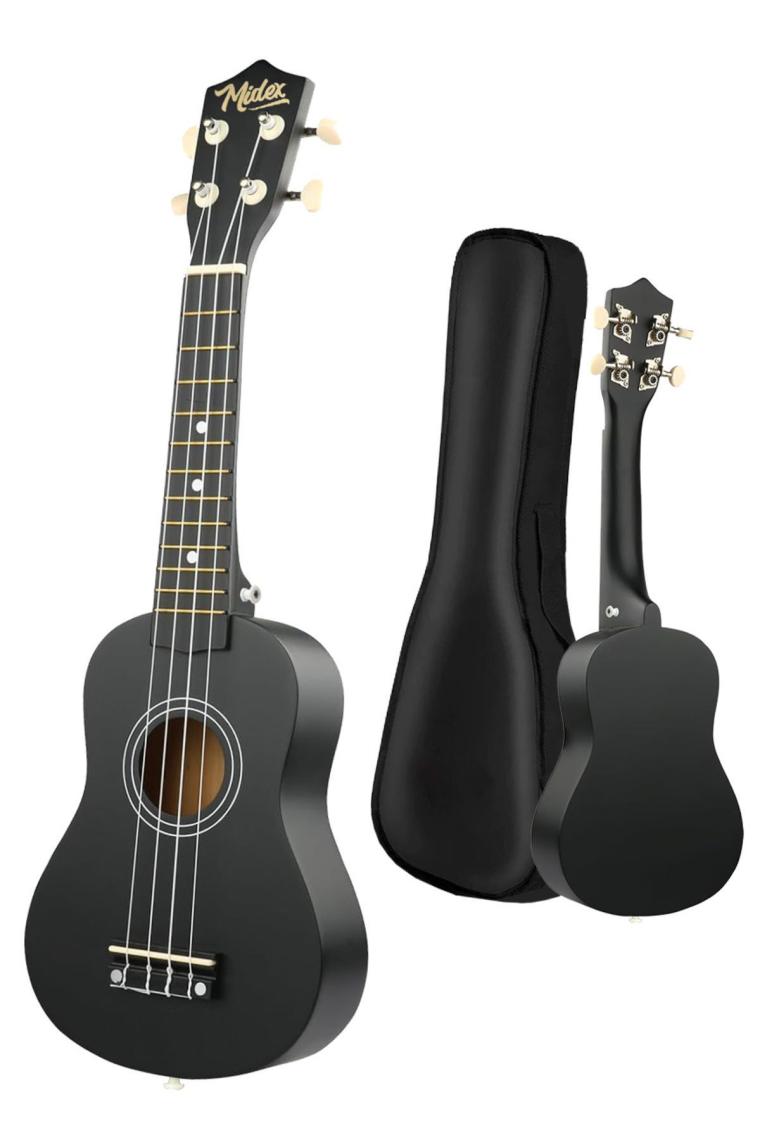 Midex Ukx-901bk Siyah Soprano Ukulele (Askı Çanta Metod Pena)