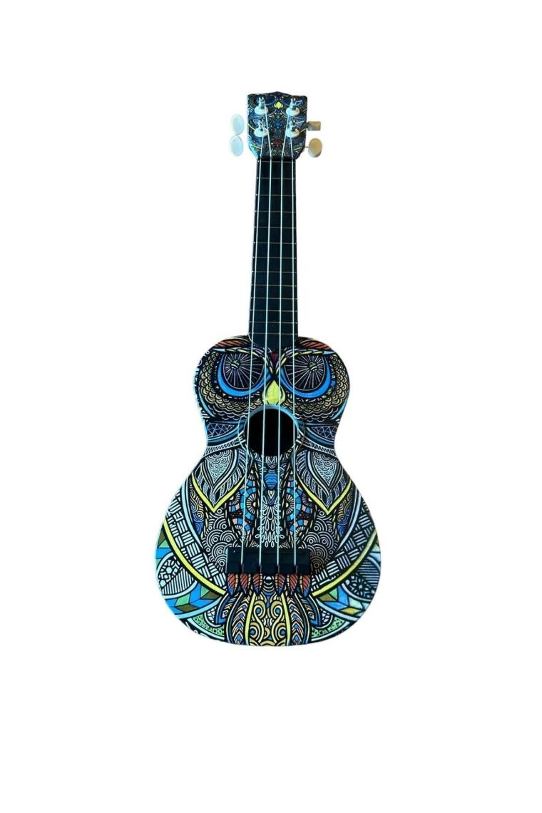 Soprano Ukulele Tribal Baykuş Desen Kapak