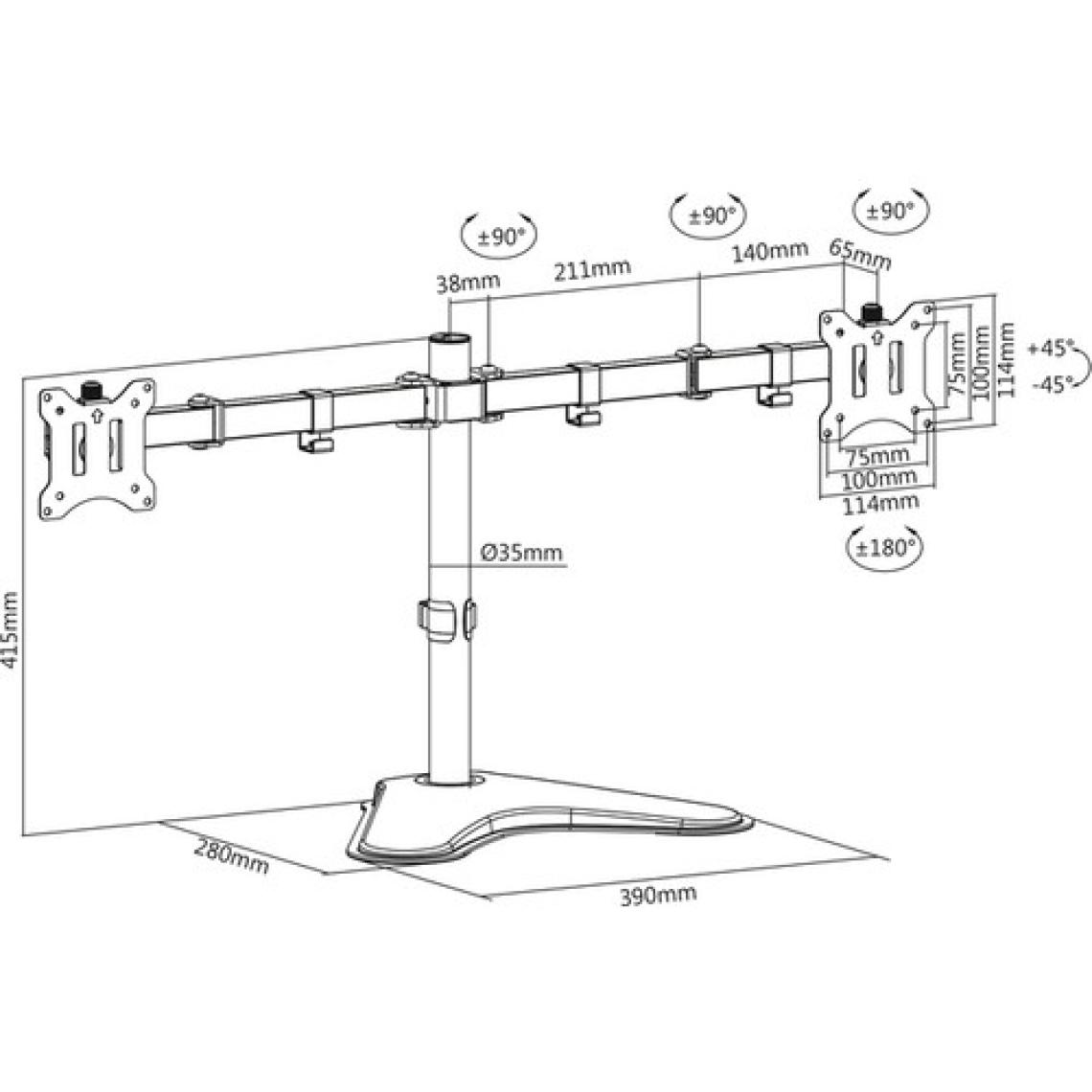 Digitus 15" - 32" Ayaklı Ikili Monitör Tutucusu