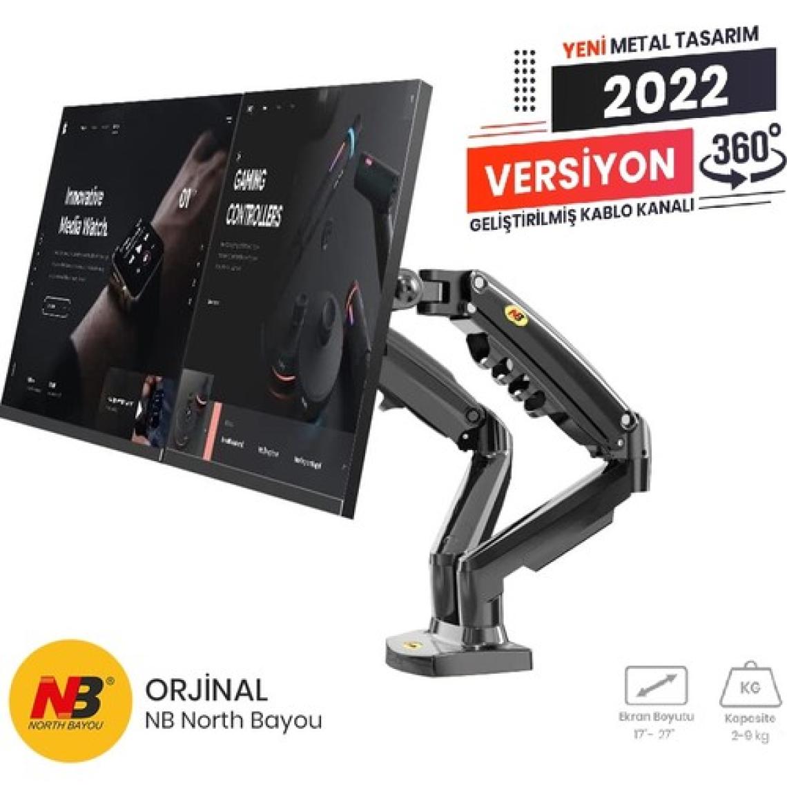 Daytona Northbayou F160 17-27'' Çift Kol 2-9 kg Amortisörlü Monitör Standı (Yeni Versiyon)