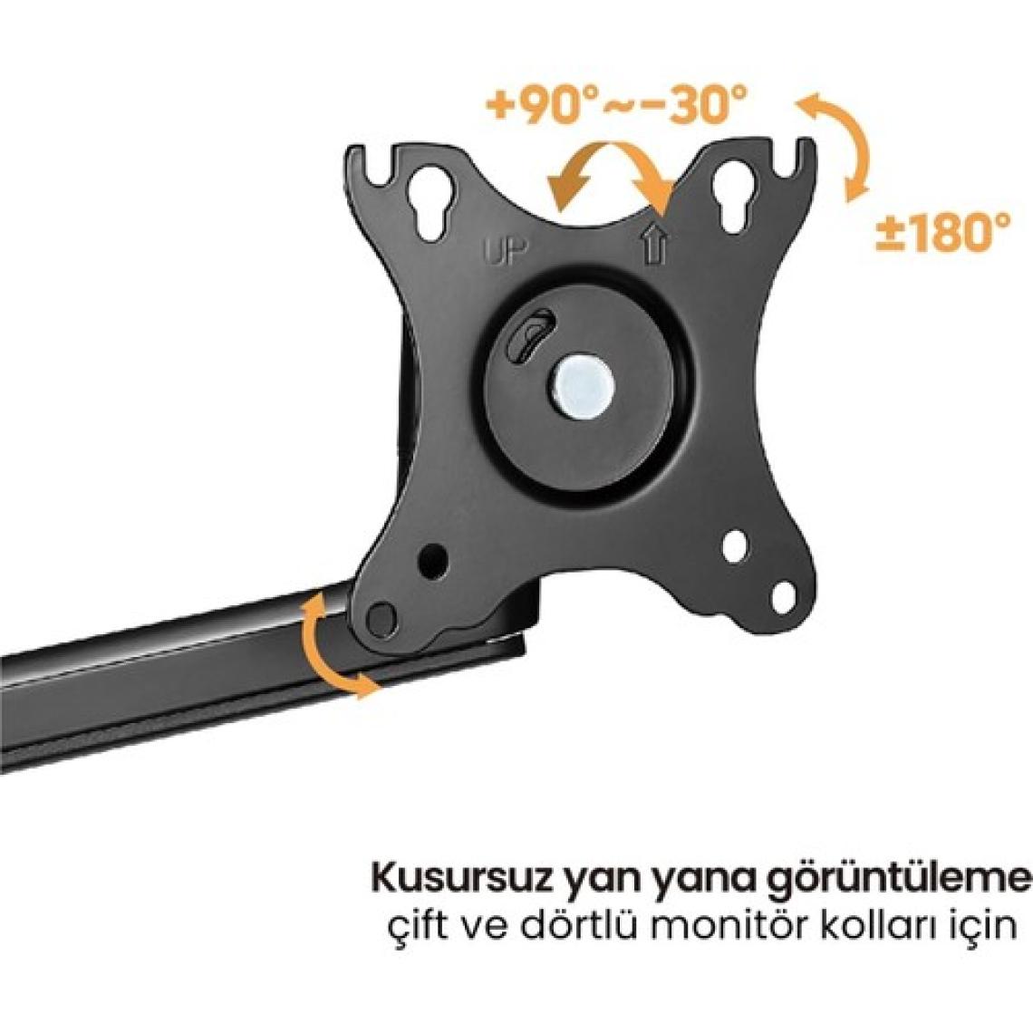 Voltix 2'Li Monitör Tutucu, 17''-32'' Ekranlar Için, Her Biri 8KG Taşıma Kapasiteli, Vesa Uyumlu, Siyah