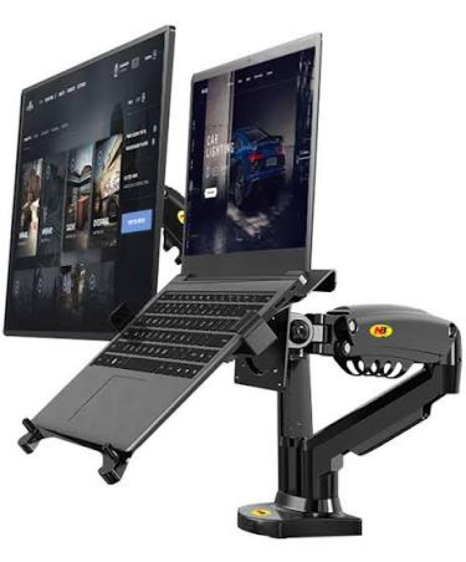 North Bayou NB F160L Amortisörlü 17"-27" Monitör Tutucu ve 10"-17" Laptop Standı 2023 Yeni Tasarım