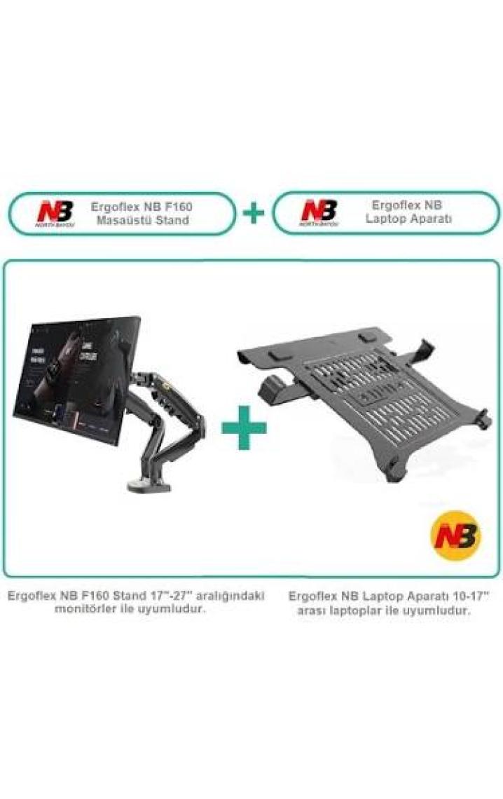 North Bayou NB F160L Amortisörlü 17"-27" Monitör Tutucu ve 10"-17" Laptop Standı 2023 Yeni Tasarım