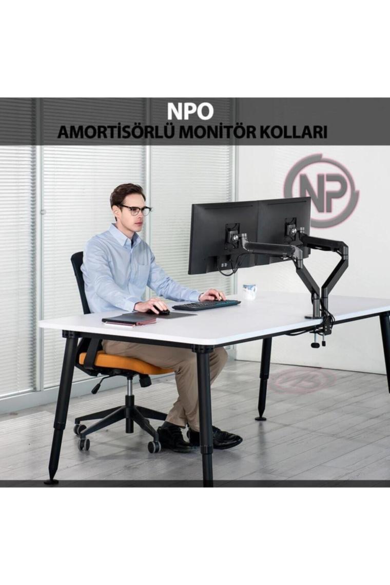 Npo STD7080S 10"-27" Amortisörlü Vesa Monitör Tutucu Çift Kol