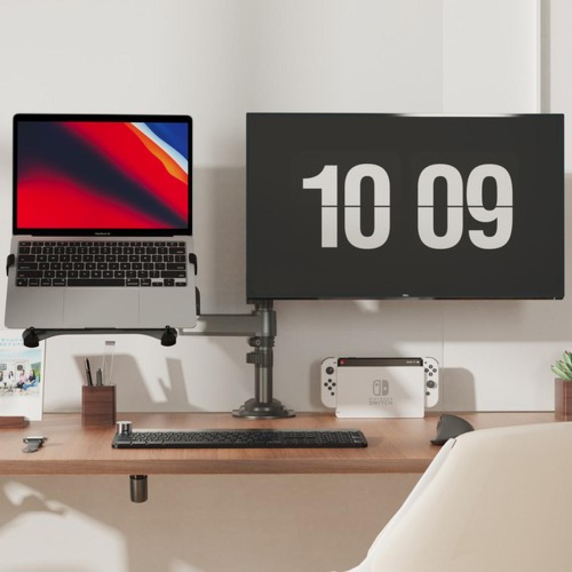 Ergoflex NB H180-FP Çift Kol Amortisörlü Monitör Tutucu ve 10"-17" Laptop Standı