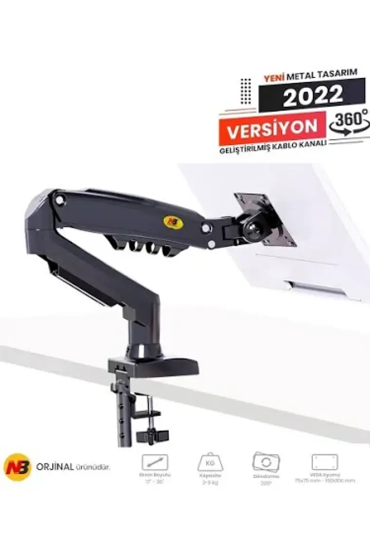 Nb North Bayou F80 17"-30" Amortisörlü 2-9 kg Monitör Standı 2023 Black Edition