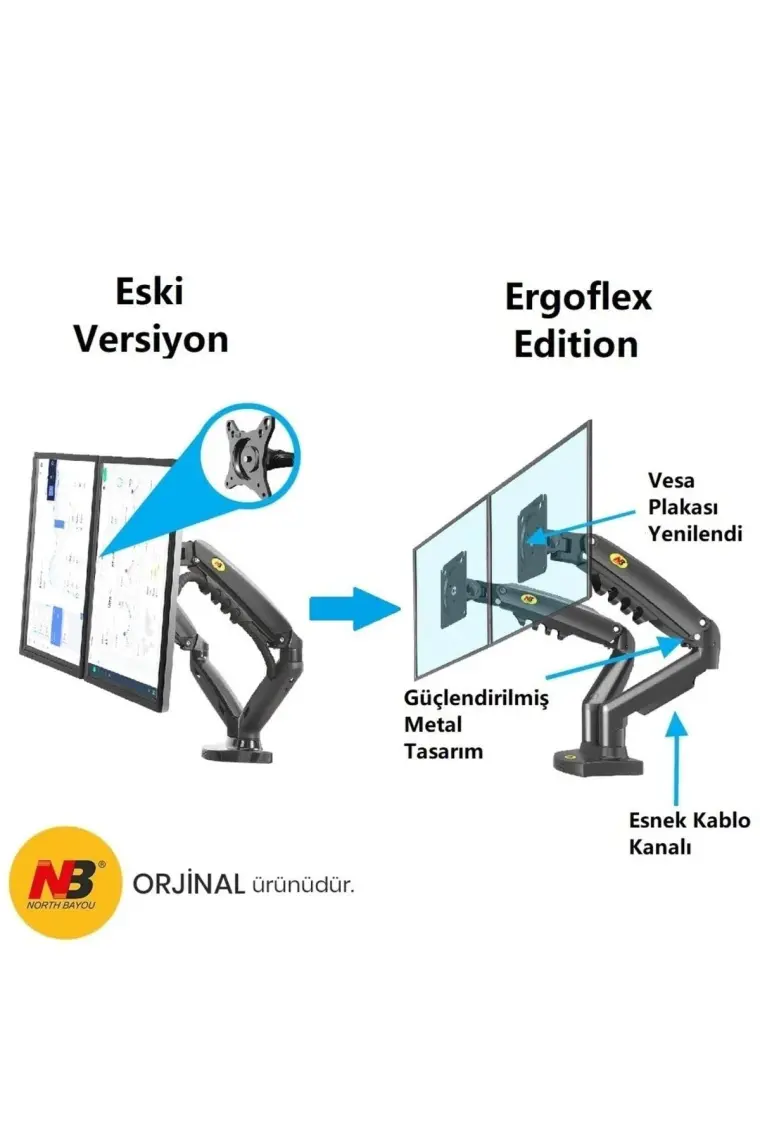 North Bayou NB F160 17-27'' Monitör Standı 2-9 Amortisörlü Monitör Standı Yeni Tasarım 2023 Versiyon