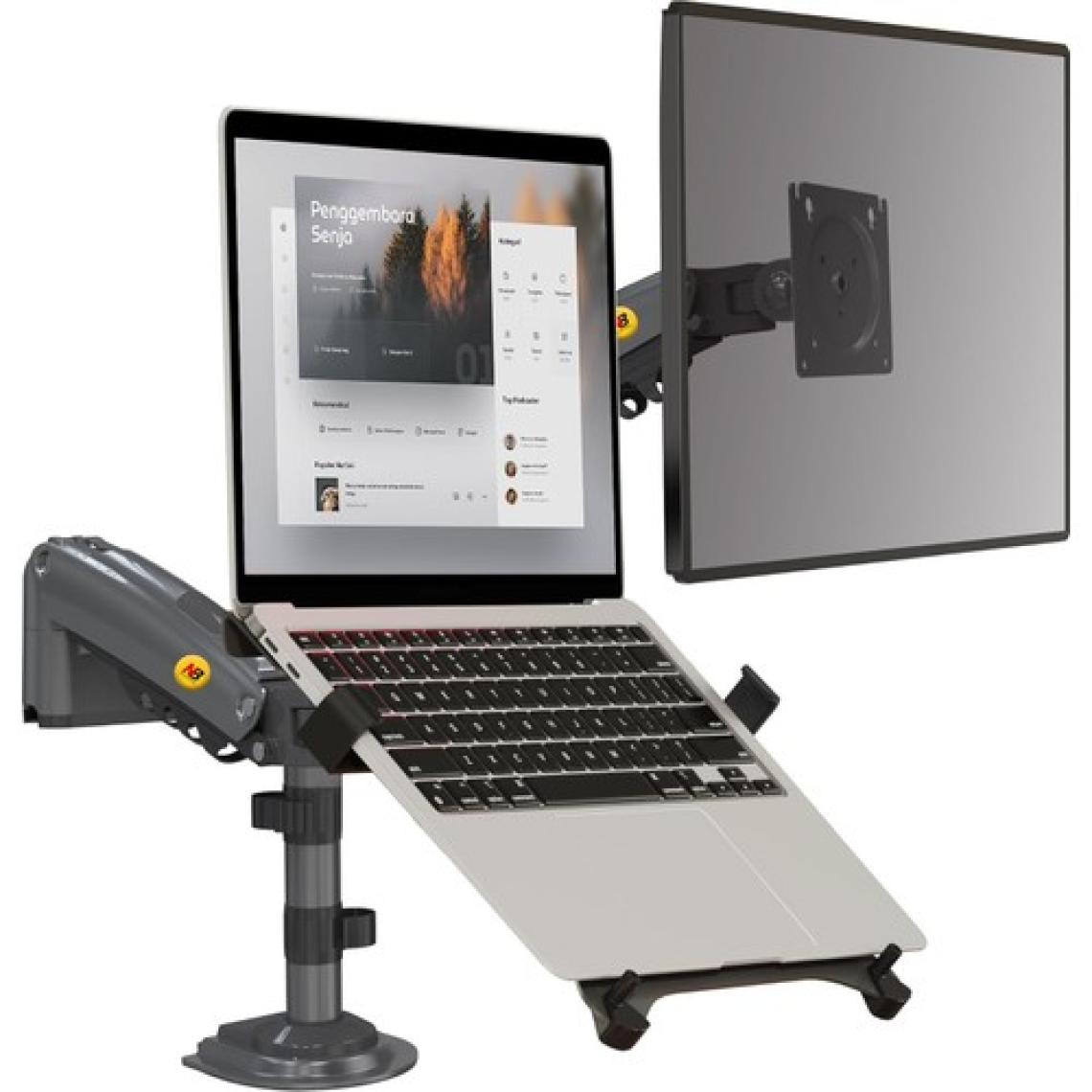 Ergoflex Nb H180-FP Çift Kol Amortisörlü 17"-27" Monitör Tutucu ve 10"-17" Laptop Standı