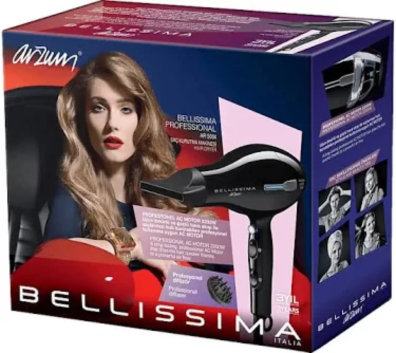 Arzum AR5004 Bellissima Professional Saç Kurutma Makinesi, Siyah