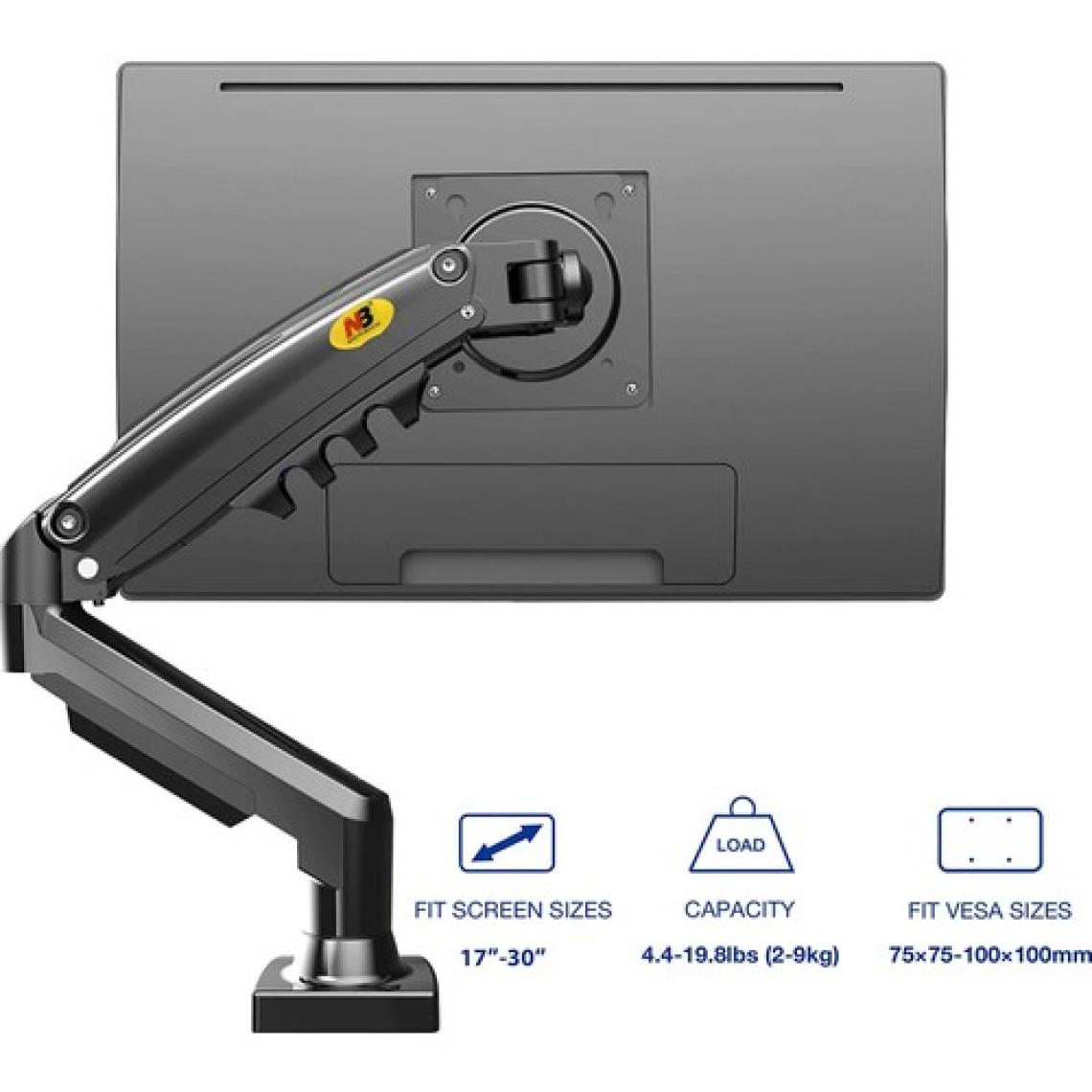 Nb North Bayou F80 17-30 " LCD / LED Monitör Daytona Tutucu Kol 2-9 kg Amortisörlü Vesa Monitör Standı