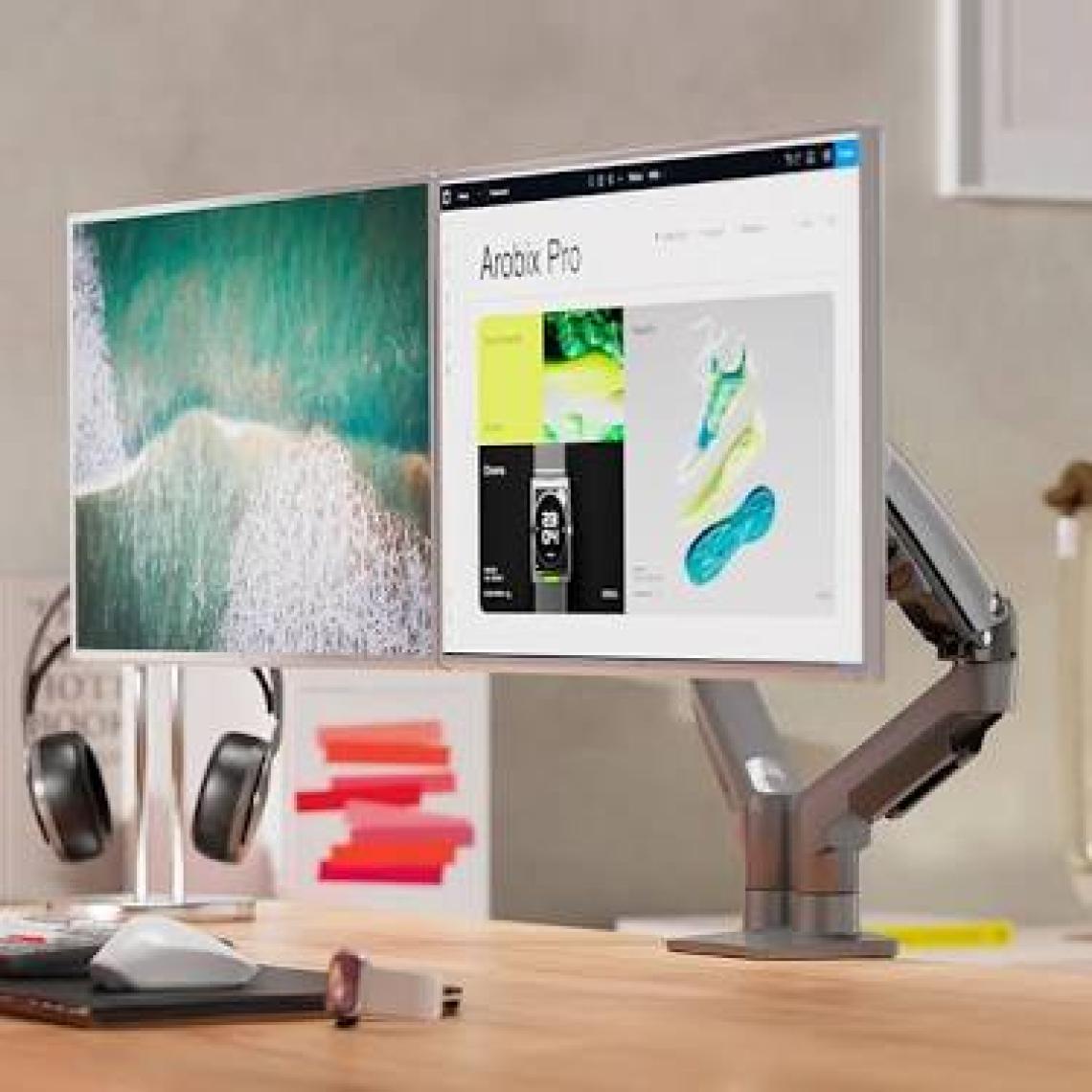 Ergoflex Nb F160U 17-27" Amortisörlü 2-9 kg Monitör Stand 2023 Black Edition (2xUSB Kablolu)