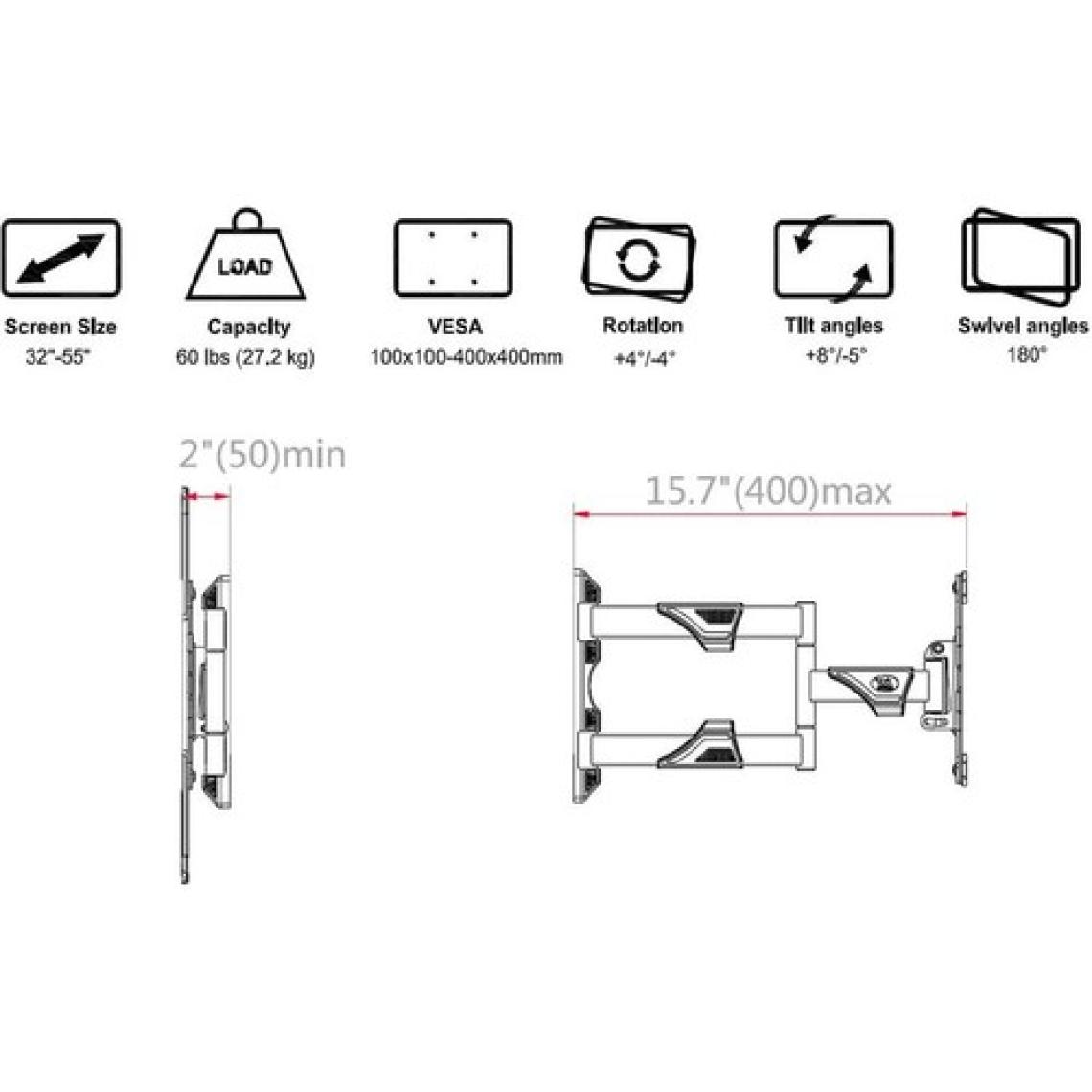 Ergoflex Nb P4 32"–55" Ultra Ince Tv&monitör Hareketli Duvar Askı Standı
