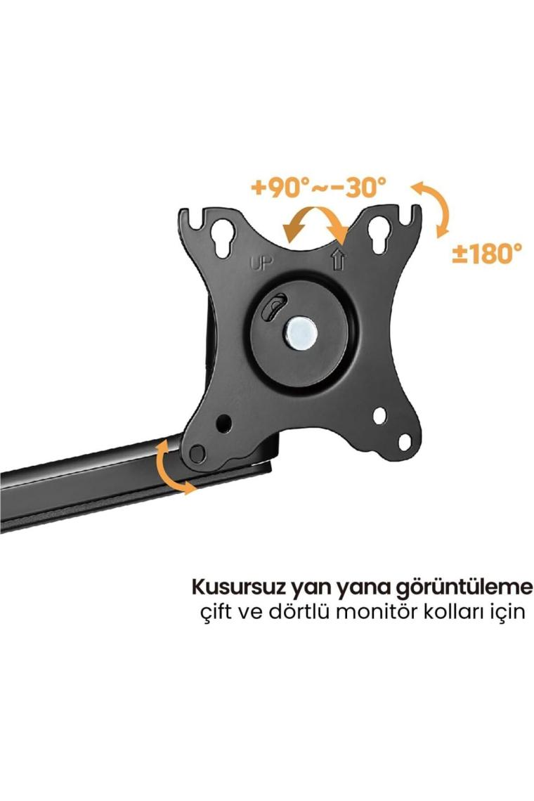 Voltix 2'Li Monitör Tutucu, 17''-32'' Ekranlar Için, Her Biri 8KG Taşıma Kapasiteli, Vesa Uyumlu, Siyah