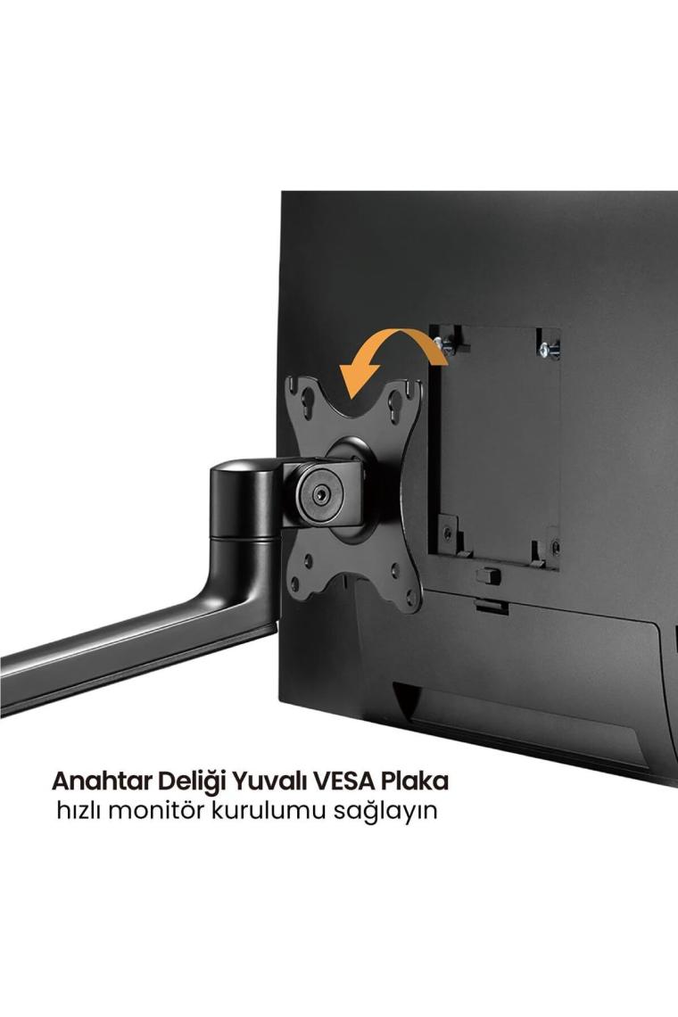 Voltix 2'Li Monitör Tutucu, 17''-32'' Ekranlar Için, Her Biri 8KG Taşıma Kapasiteli, Vesa Uyumlu, Siyah