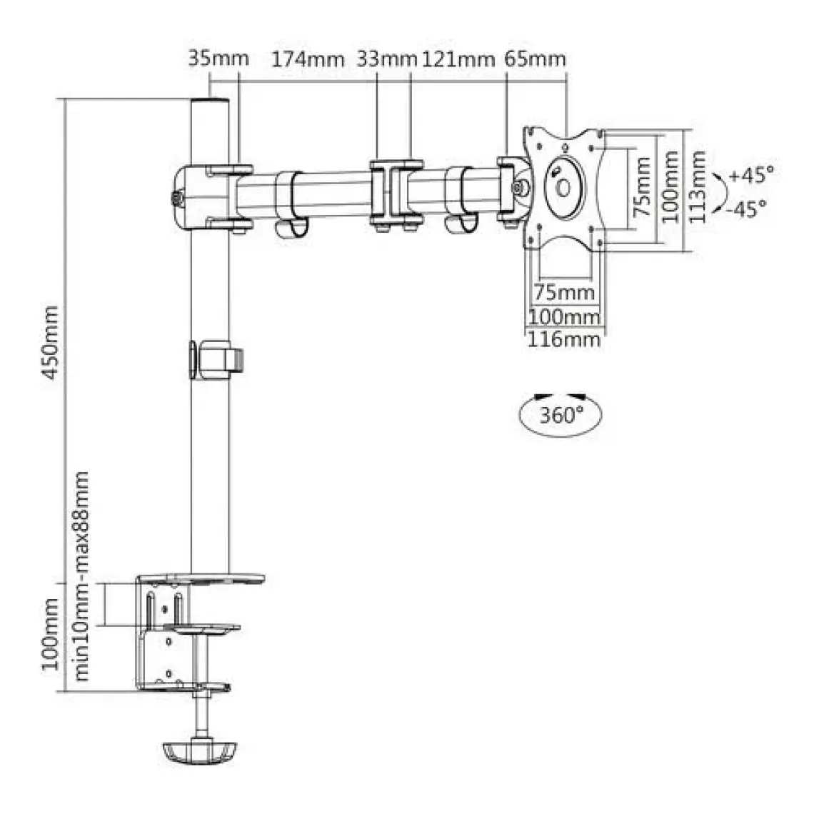Digitus 15"-27" Tek  Monitör Tutucusu