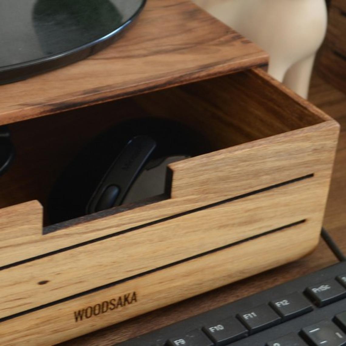 Woodsaka 3Line Çekmeceli Monitör Stand & Araç-Gereç Saklama Kutusu - Ceviz Ağacından