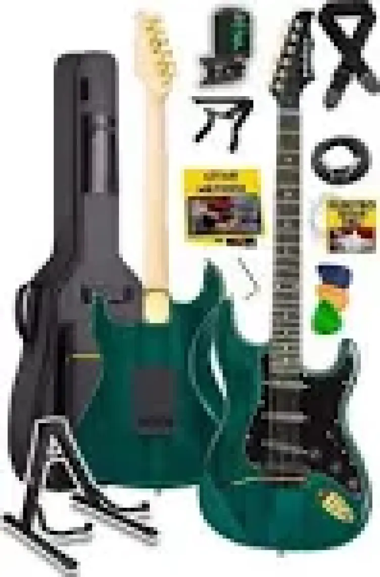 Midex GLC-40GR Profesyonel Elektro Gitar Yeşil (Stand Gigbag Askı Capo Tuner Pena Kablo Yedek Tel)