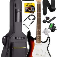 Midex RPH-30SB Gül Klavye Strat Kasa Sss Elektro Gitar Seti