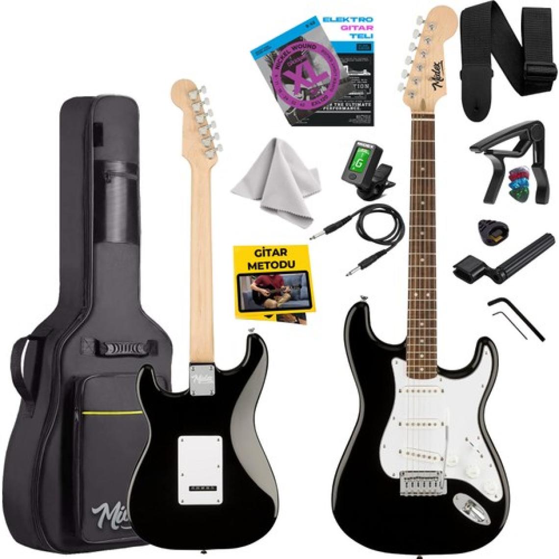 Midex RPH-30WB Gül Klavye Strat Kasa Sss Elektro Gitar Seti