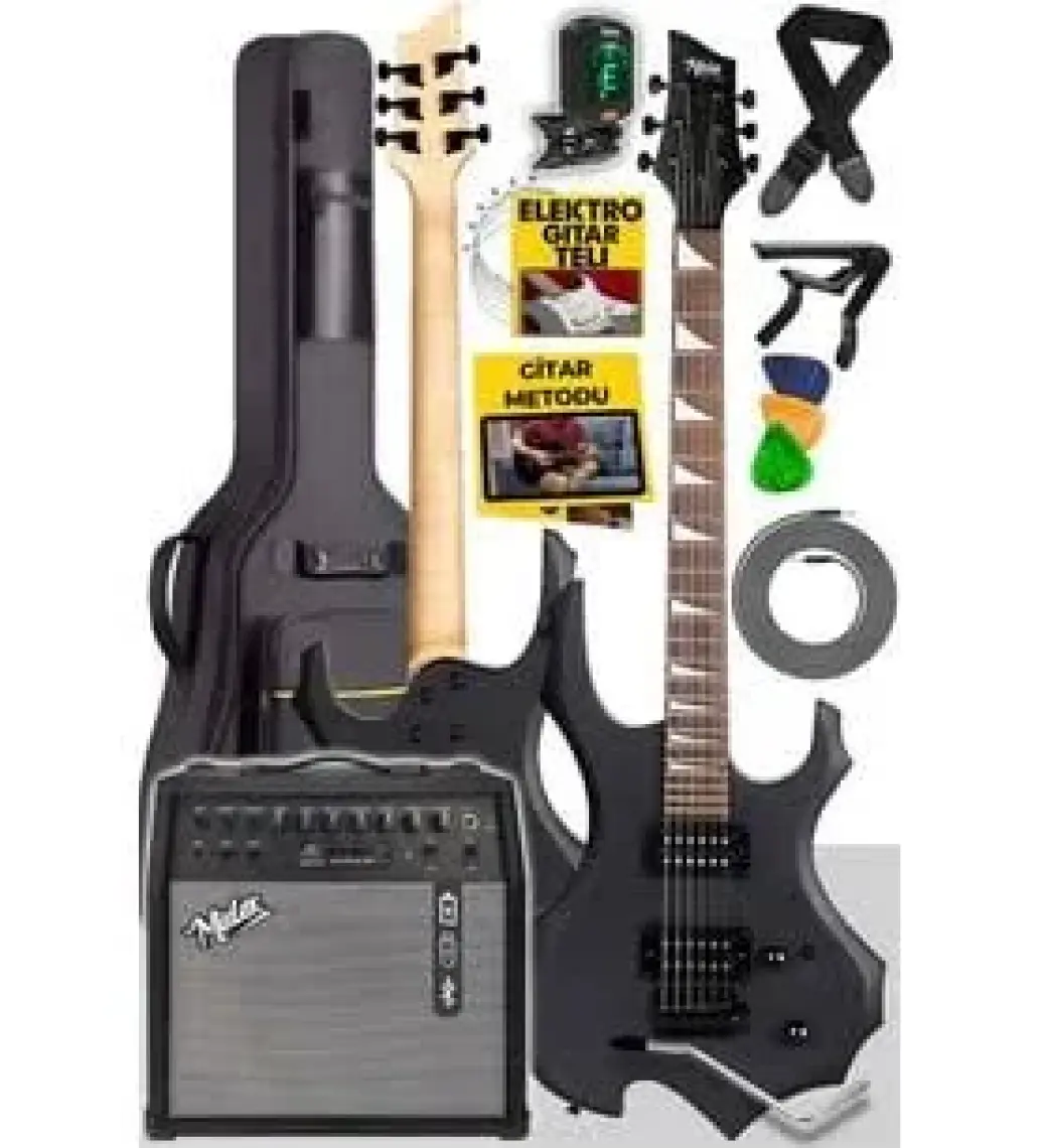 Midex Force-AMP50 Üst Seviye 50 Watt Amfili Elektro Gitar H-H Profesyonel Full Set Aksesuarlı