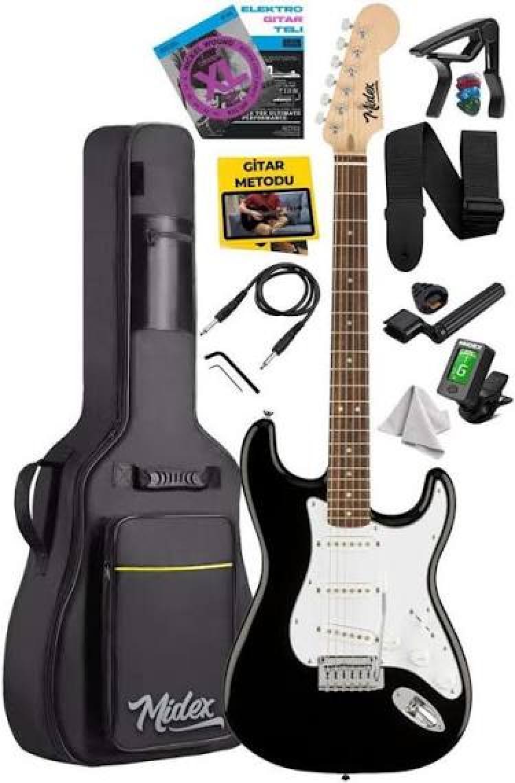 Midex RPH-30WB Gül Klavye Strat Kasa Sss Elektro Gitar Seti