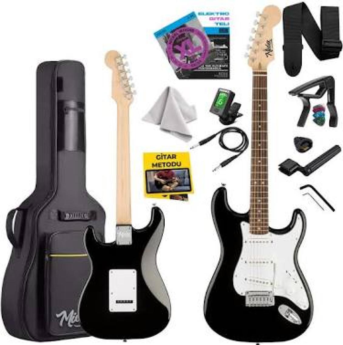 Midex RPH-30WB Gül Klavye Strat Kasa Sss Elektro Gitar Seti