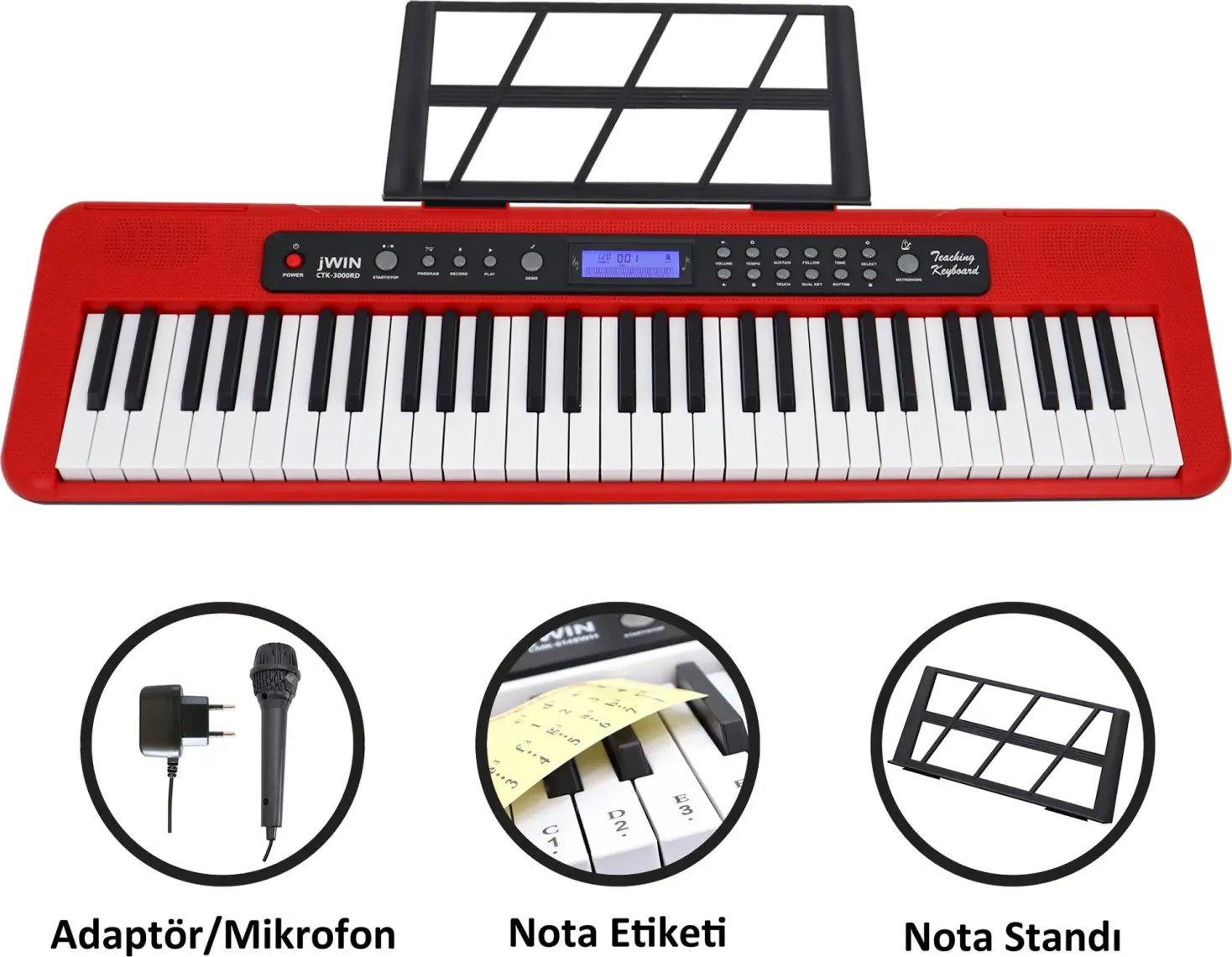 Jwin CTK-3000 61 Tuş Hassasiyetli Org (5 Oktav) - Beyaz