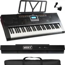 Midex PS-3500 Tuş Hassasiyetli Org 61 Tuşlu Org 5 Oktav Çanta Nota Standı Adaptör Metod (300 Ses 300 Ritim)