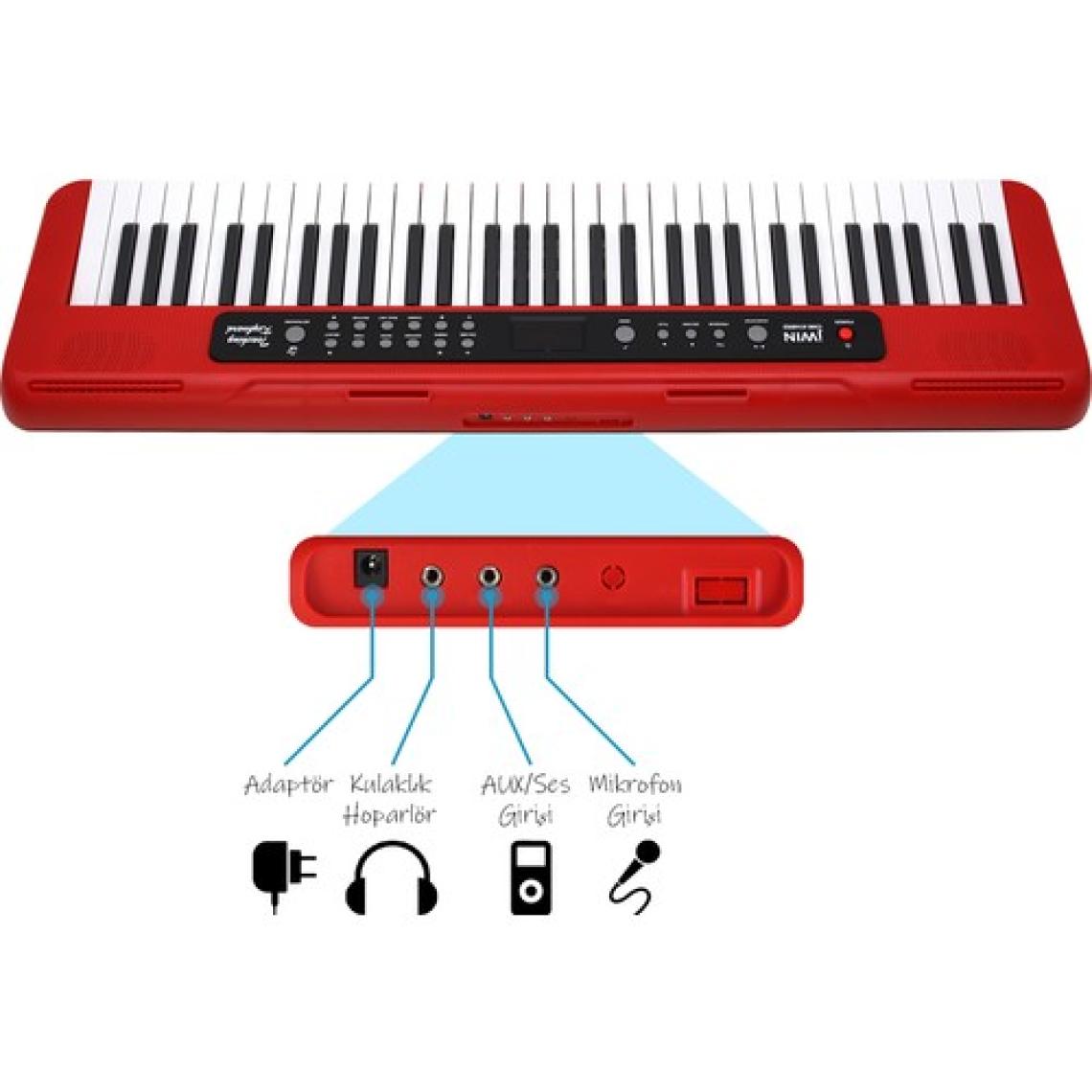 Jwin CMK-6148  KIRMIZI 61 Tuşlu Elektronik Org (Etiket,Mikrofon ve Adaptör