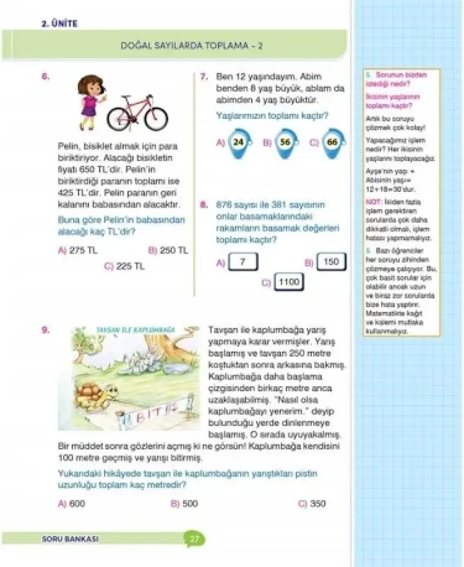 3.Sınıf İpuçlu Eğlenceli - Öğretici Matematik Yeni Nesil Soru Bankası