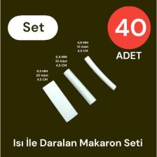 Tek-İş Isı Ile Daralan Makaron Seti 40 Adet Beyaz 9.5 x 20 + 6.4 x 10 + 4.8 x 10ADET
