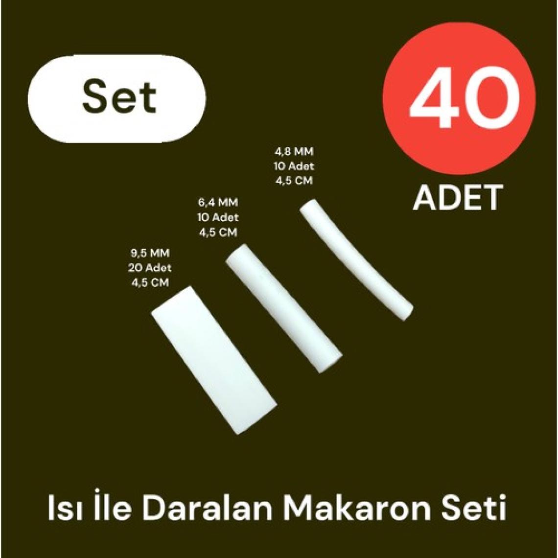 Tek-İş Isı Ile Daralan Makaron Seti 40 Adet Beyaz 9.5 x 20 + 6.4 x 10 + 4.8 x 10ADET