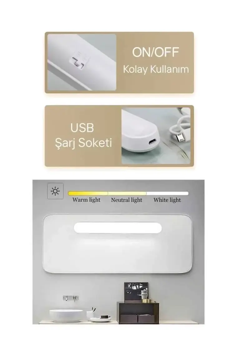 Cata CT-5249 Martı Cabinet Dokunmatik Anahtarlı 3 Renk Modu