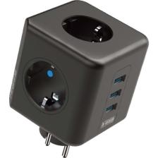 Winnboss Akım Korumalı Isıya Dayanıklı 3 Lü Duvar Tipi Priz 3 Adet USB 3440